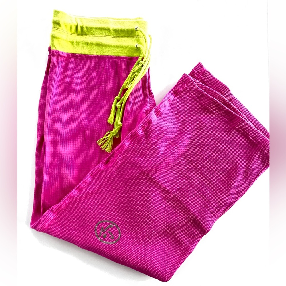 Zumba Fitness Z Love PJ Pant Pink and Yellow Waffle Jersey Lollipop - Sz L & XL